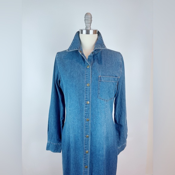 Moda International Long Denim Shirts Dress Size Medium - Picture 7 of 13